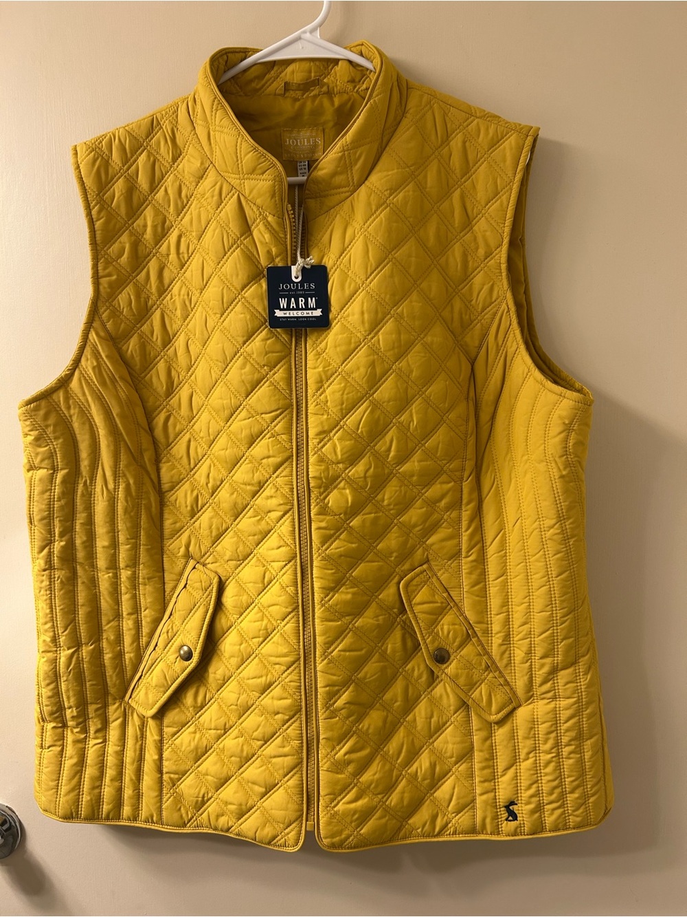NWT Joules Quilted Minx Vest Mustard Yellow Gold Gilet Zip Up Sz 16